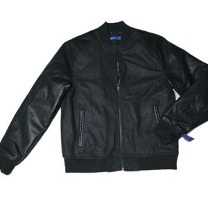 NWT Apt. 9 Men's Small Bomber Jacket Coat Faux Leather Wool Flight Varsity New